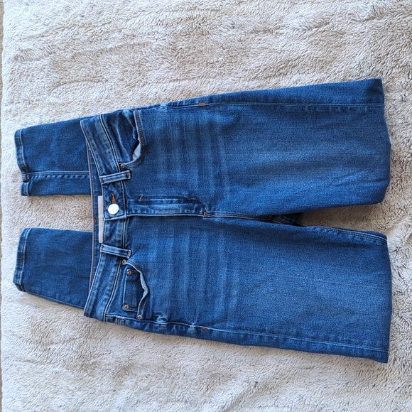 ASOS Distressed High Rise Long Inseam Skinny Blue Jeans Size 26 Inseam 32 Inches - Picture 2 of 6